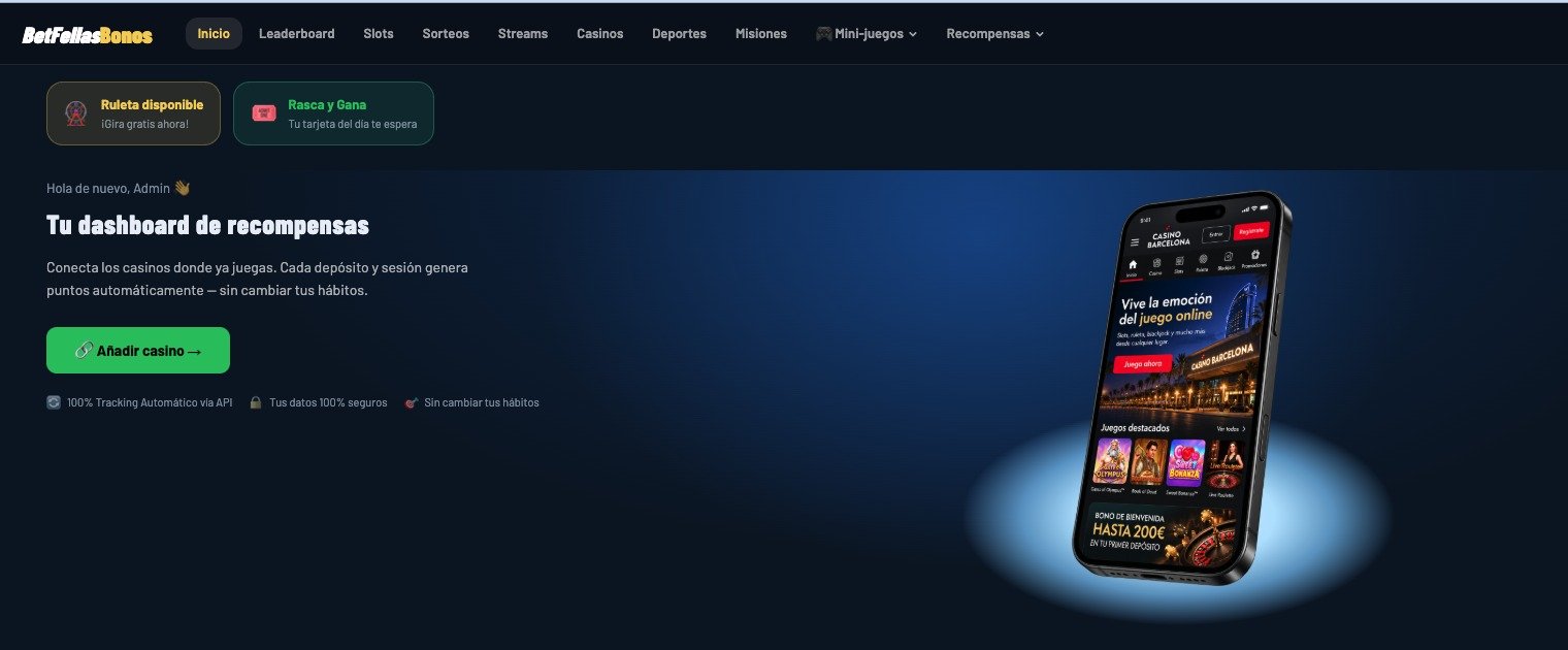 Dashboard de recompensas de BetFellasBonos