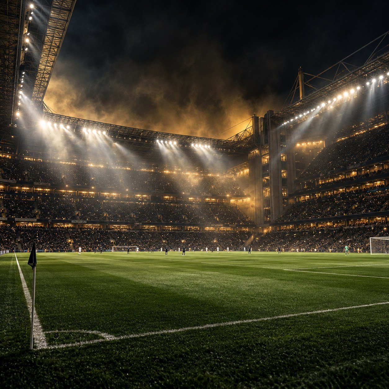 Estadio de fútbol de noche